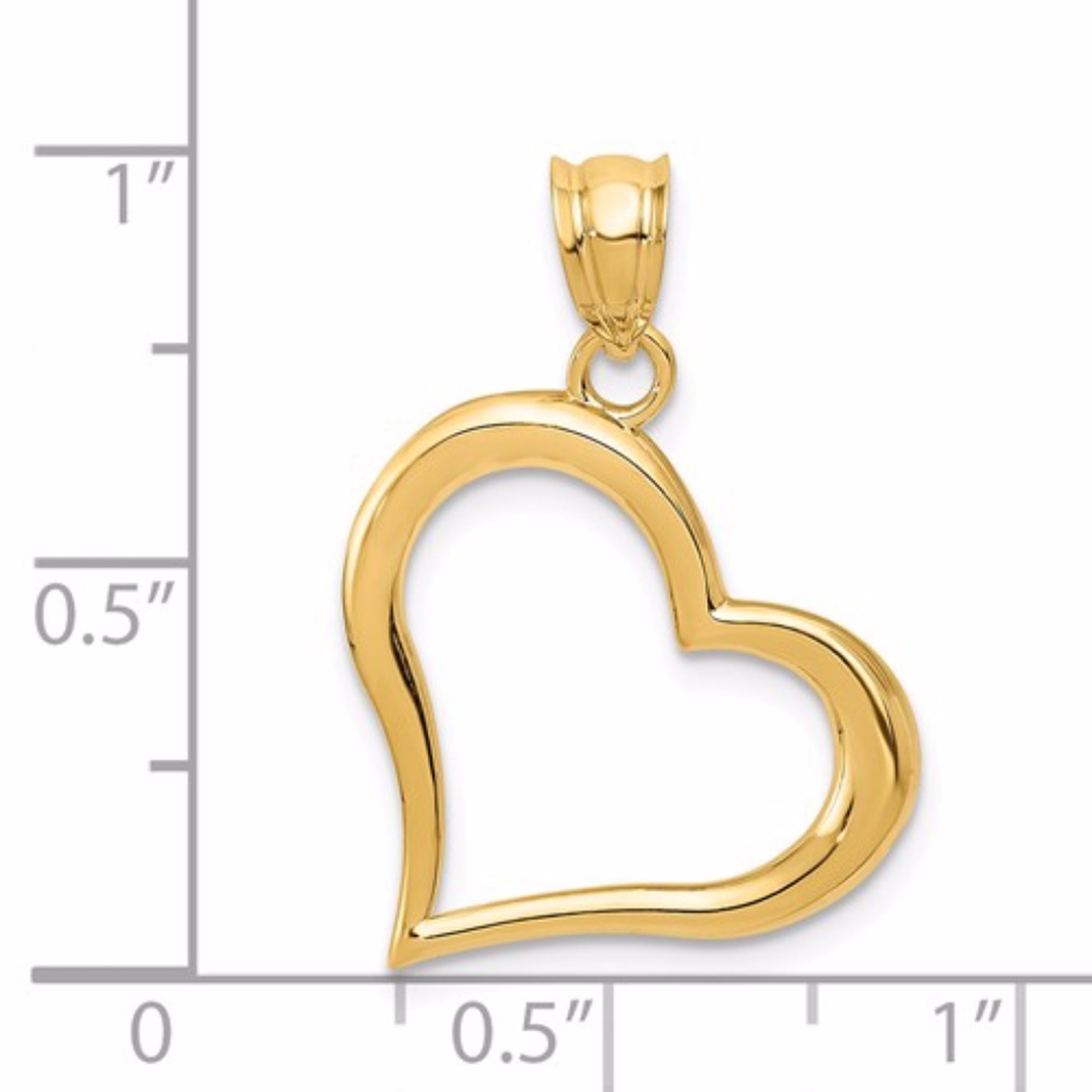 14K Crooked Heart Pendant - Picture 3 of 3